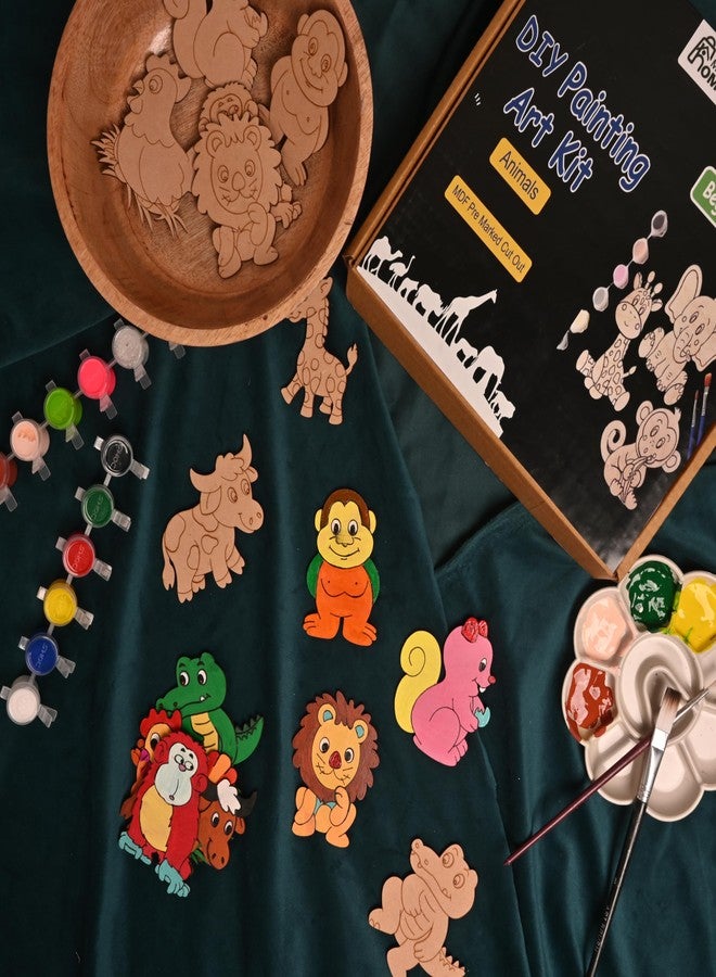 MustHome DIY Wood Paint Set for Kids | Animals Wooden Cutouts | MDF Craft Kit | Birthday Gift | DIY Paint Kit - Image 2